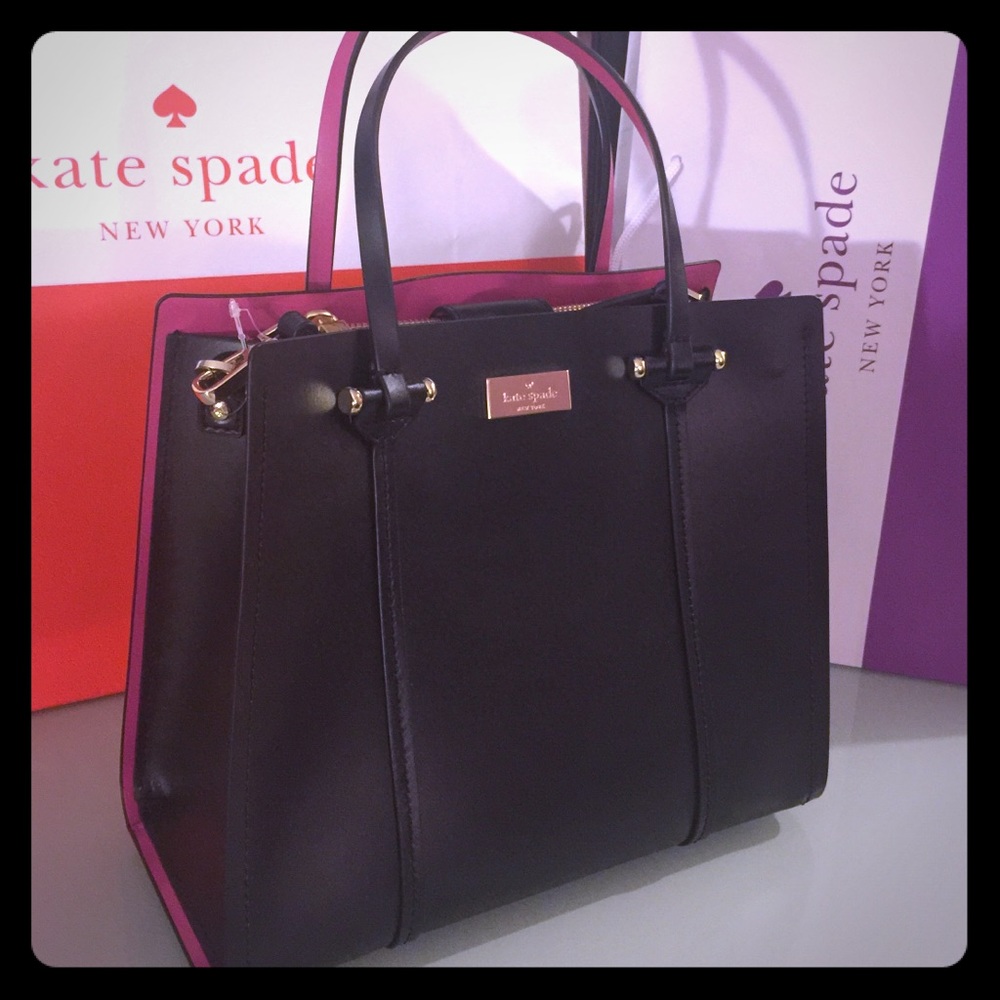 Kate Spade Elodie Handbag Purse Bag black pink 098